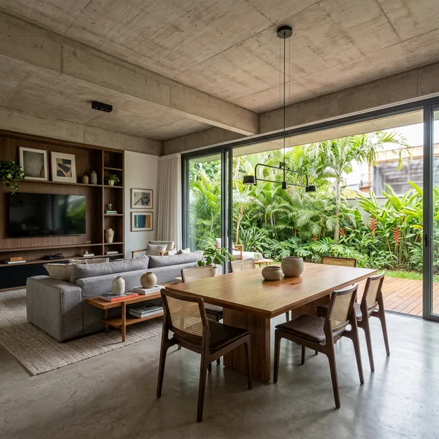 Foto 4 de Casa Moderna com Piscina e Jardim Tropical